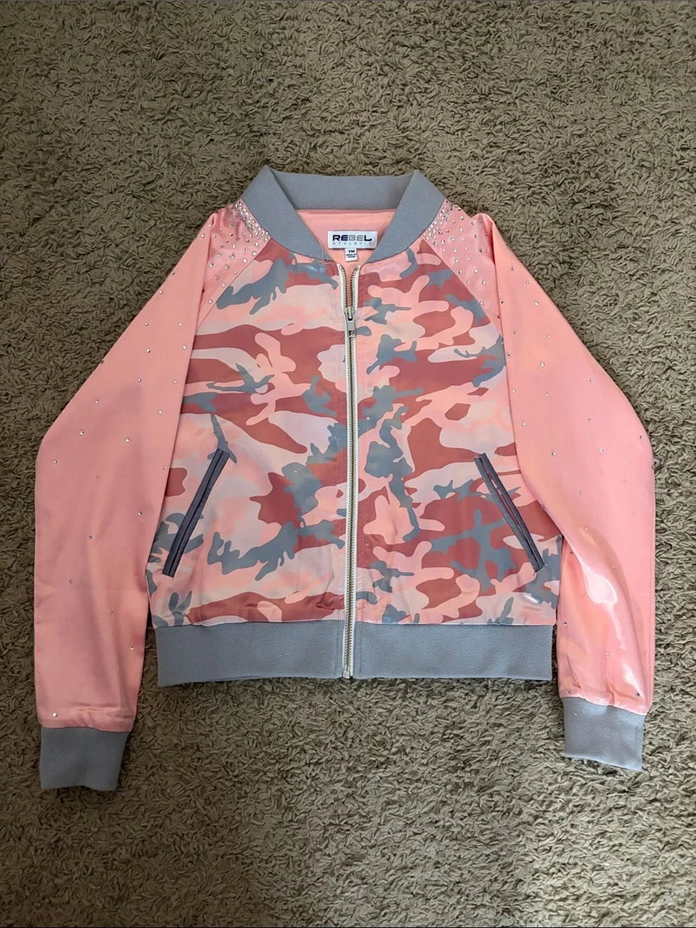Rebel Athletics Pink & Gray Girls' Camo Jacket
